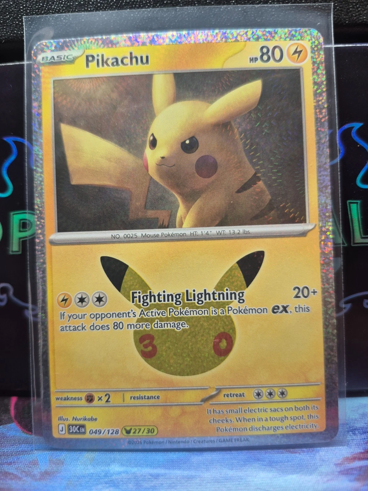 Pikachu 049/128 - Pikachu Rare 30th Celebration NM