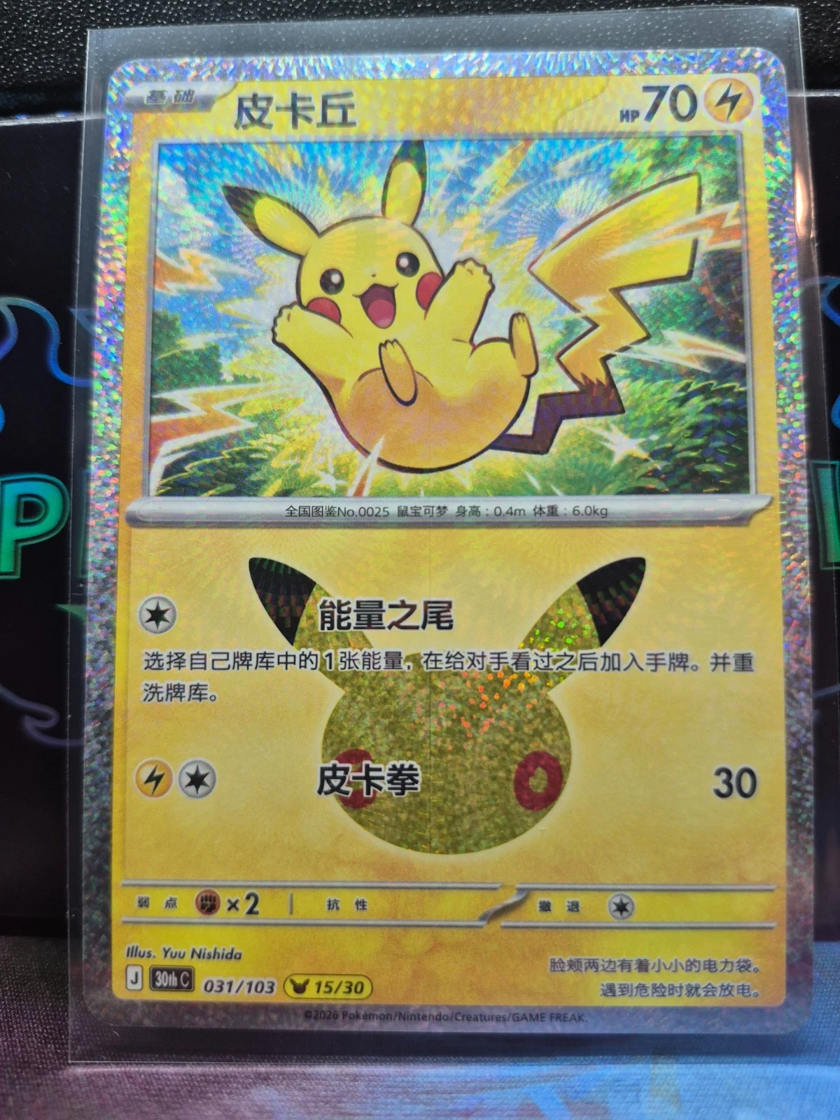 Pikachu 031/103 Pikachu Rare 30th Celebration NM