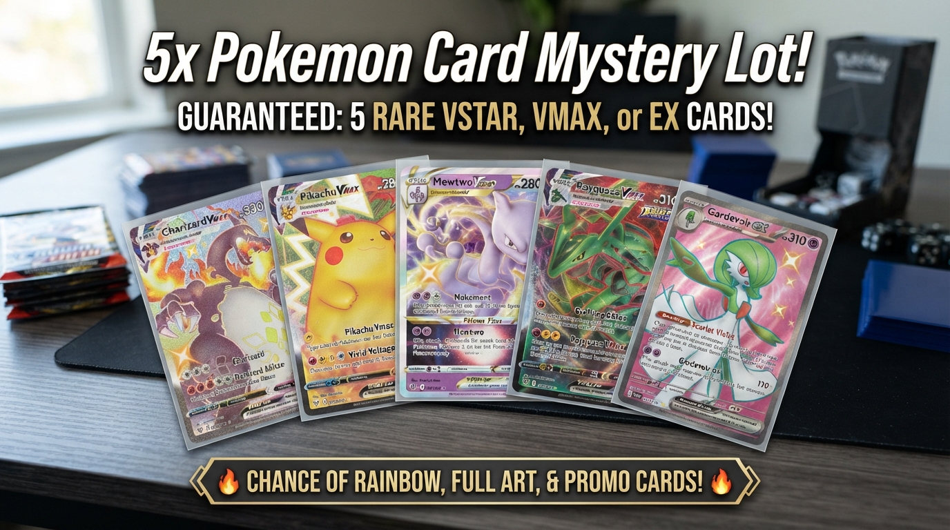 Pokémon Card Lot with Guaranteed EX, VMAX, or VStar Cards!